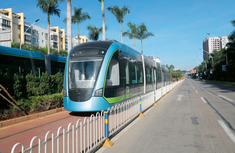 70% low floor modern tram runs on line R1